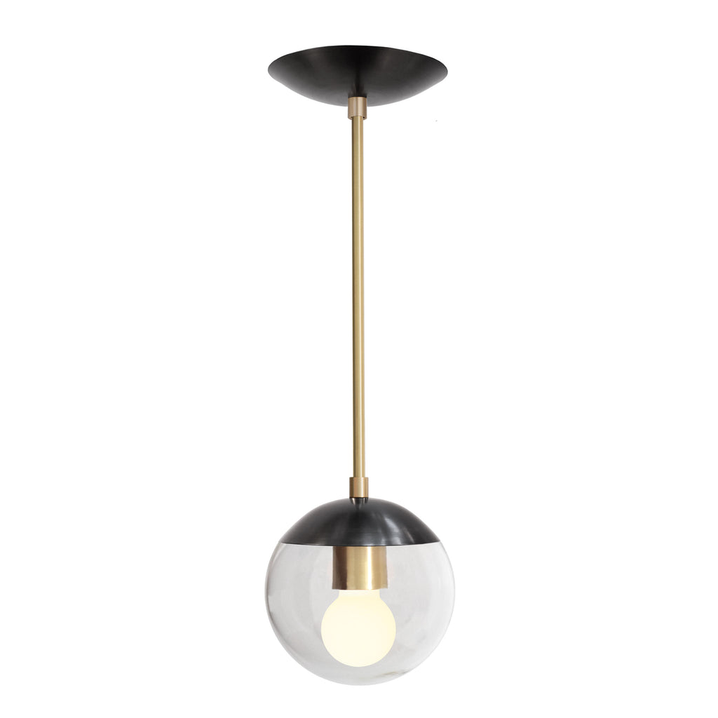 Tala Sphere I LED Light Bulb (E26) shown with an Alto Rod 6" in Graphite Patina with Brass.