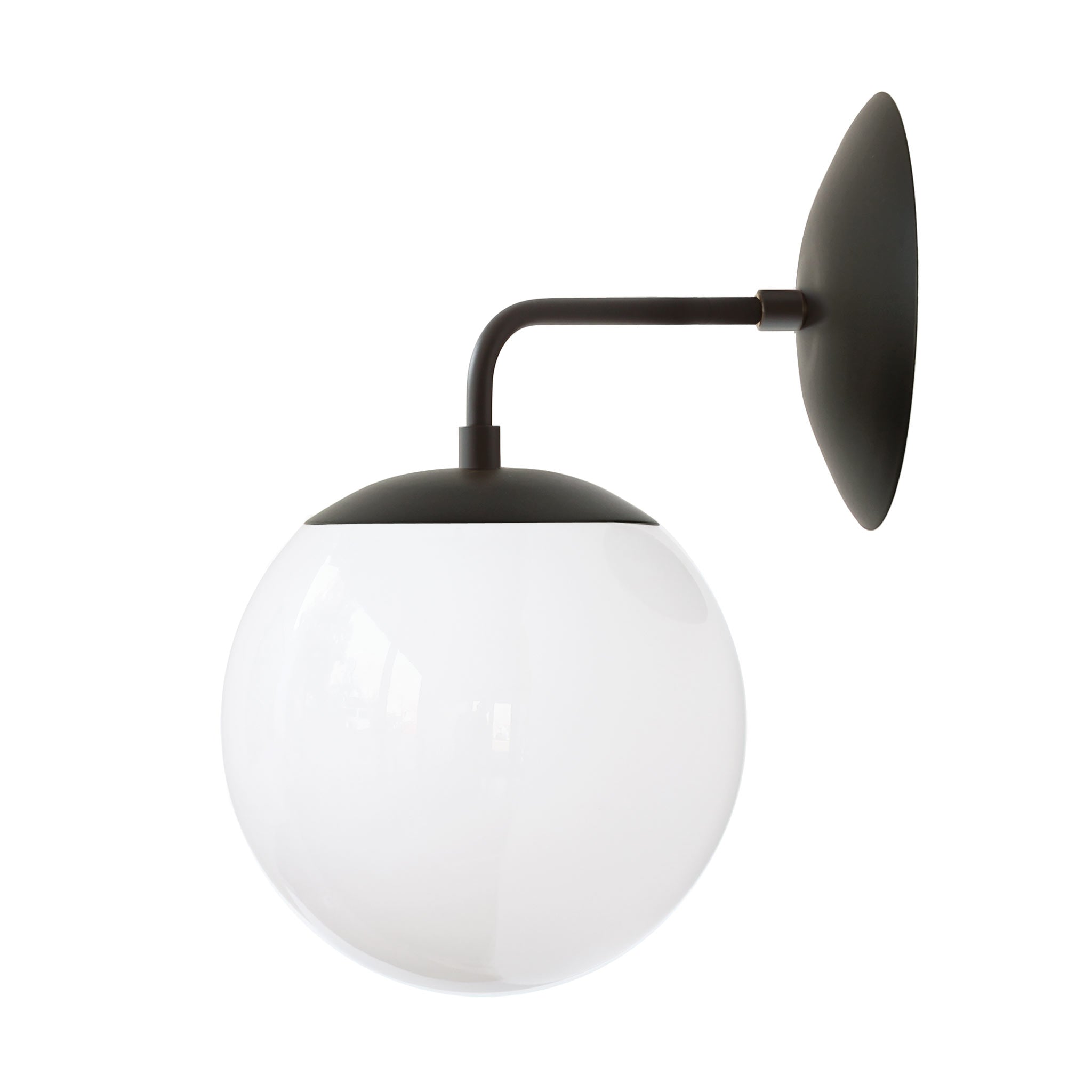 Alto Sconce 8" shown in Matte Black with an Opal 8" globe