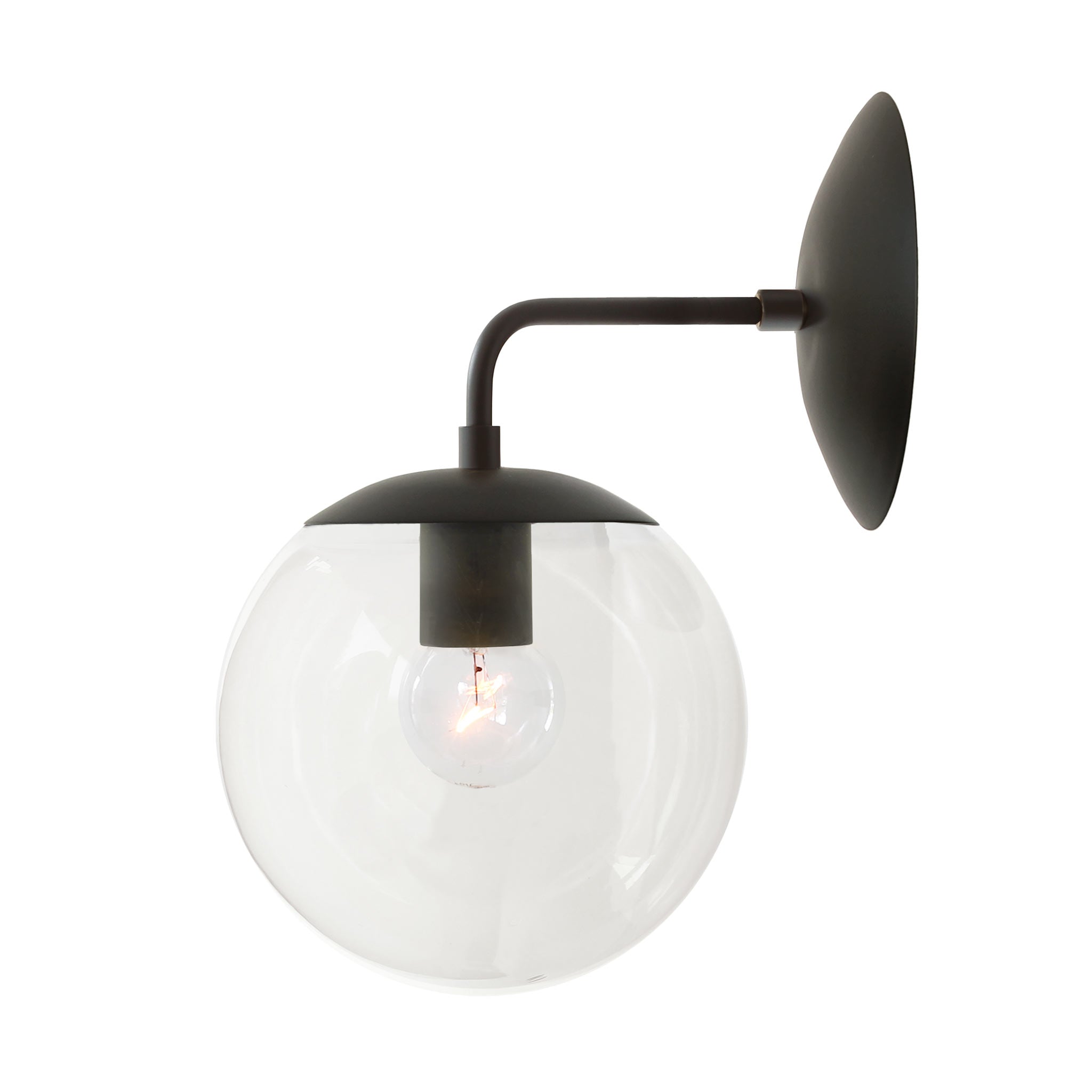 Alto Sconce 8" shown in Matte Black with a Clear 8" globe