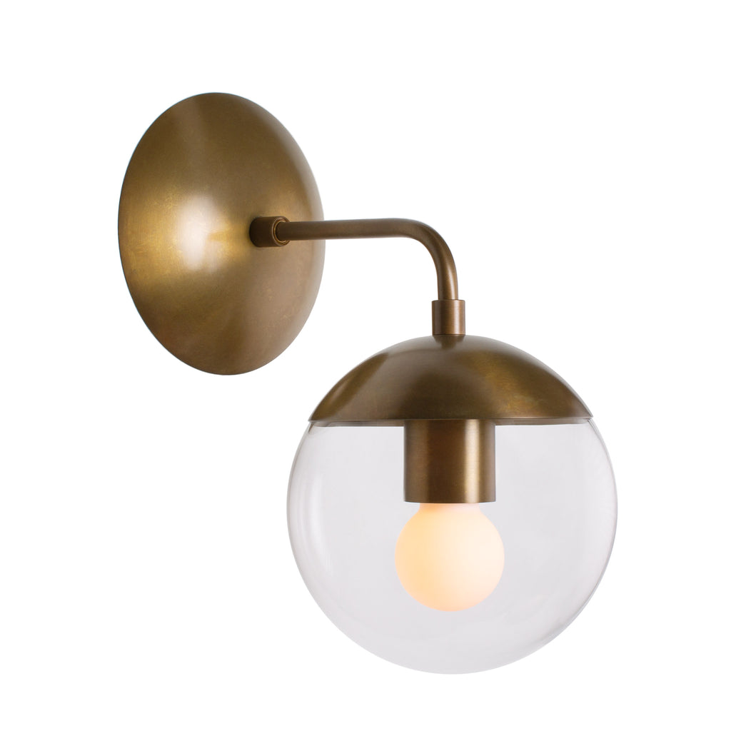 Alto Sconce 6" shown in Heirloom Brass with a Clear 6" globe.