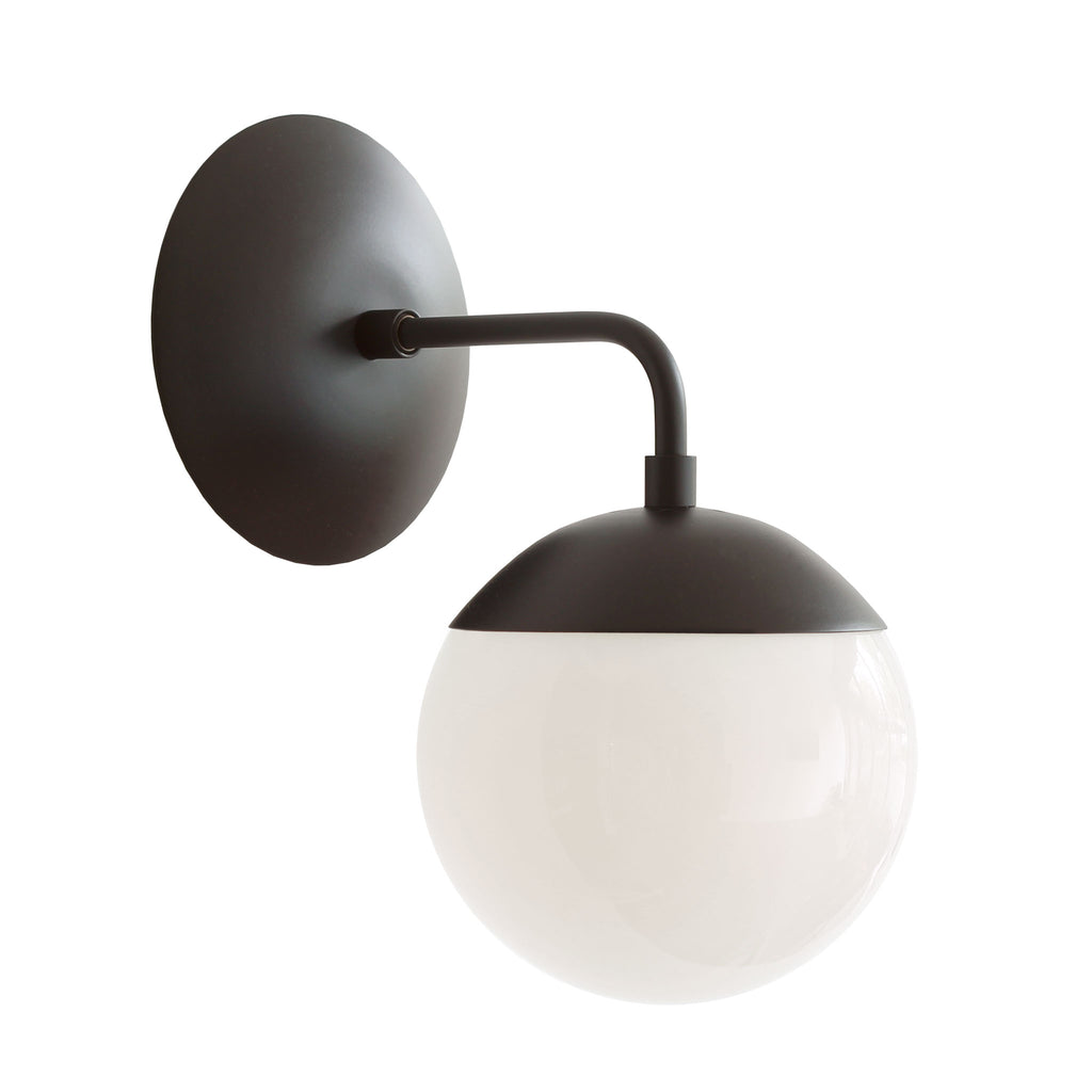 Alto Sconce 6" shown in Matte Black with an Opal 6" globe.