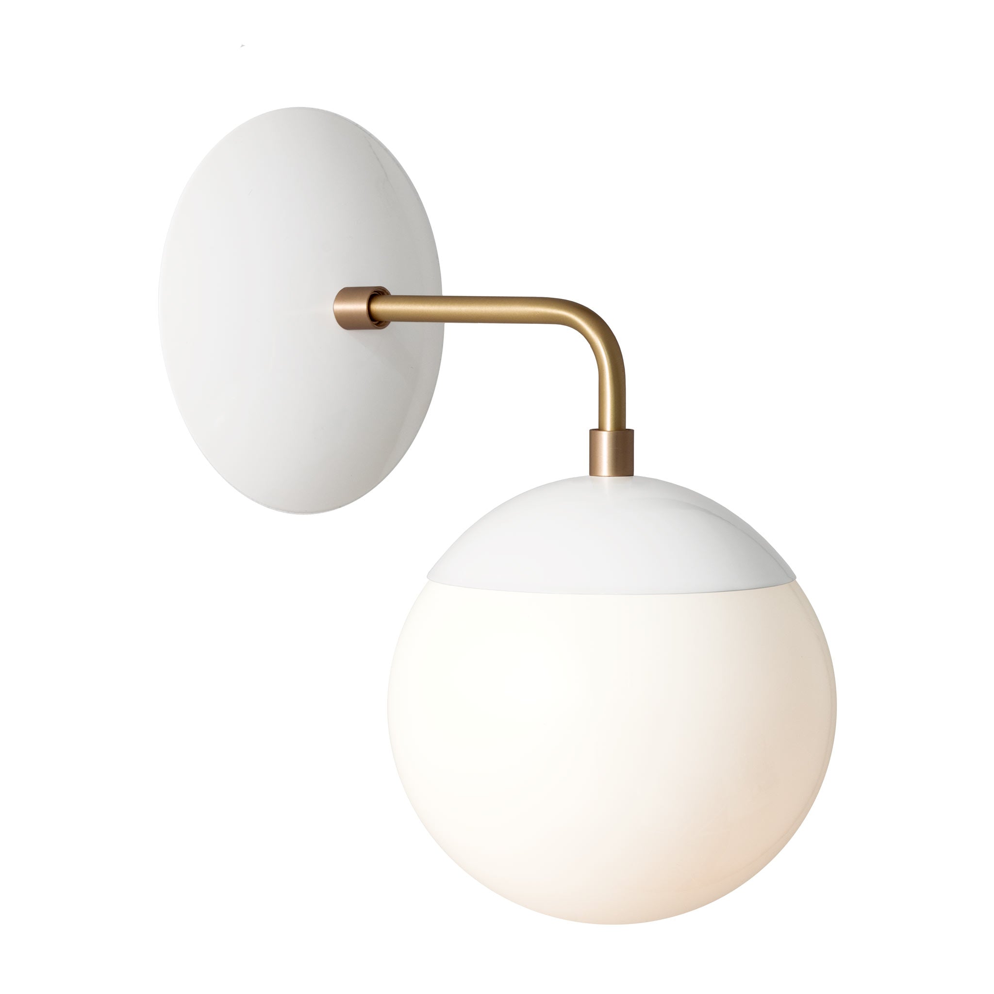 Alto Sconce 6" shown in White with Brass and an Opal 6" globe