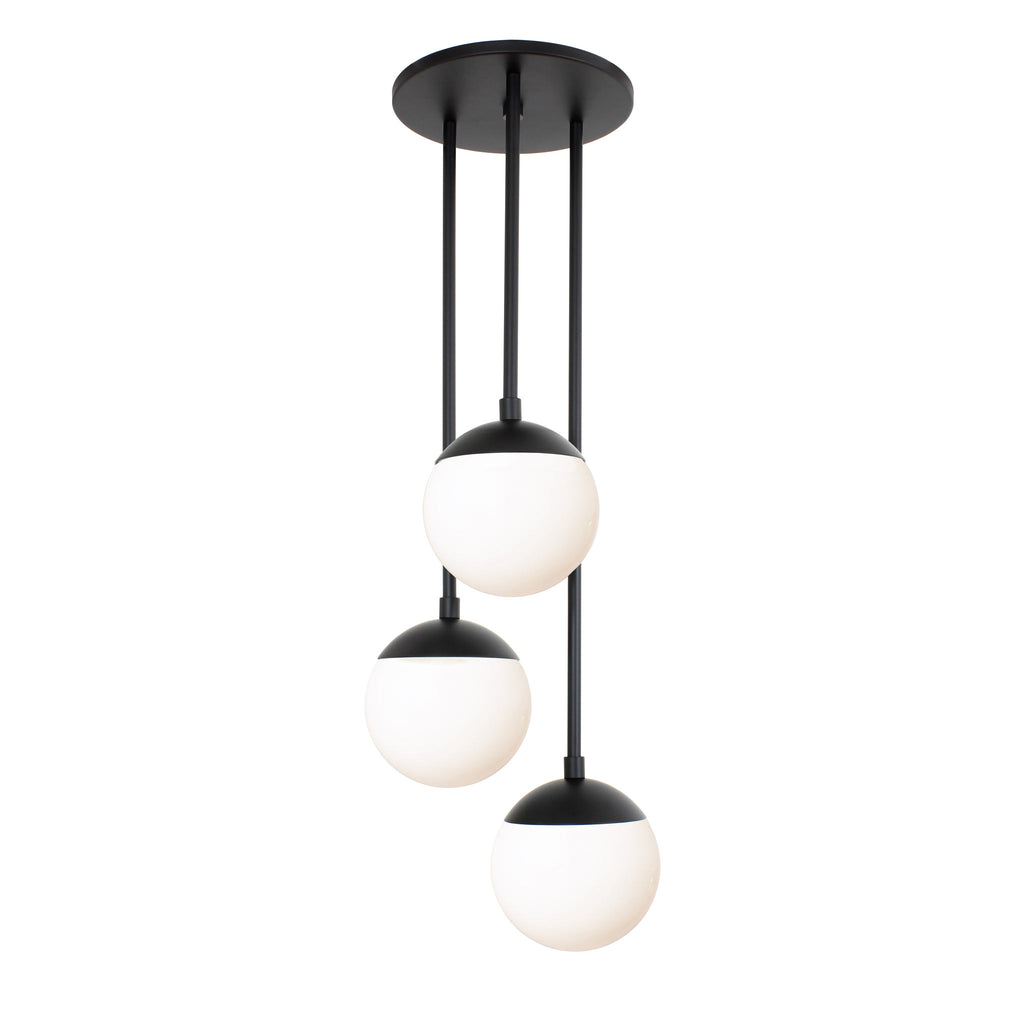 Alto Waterfall shown in Matte Black with Opal 6" globes.