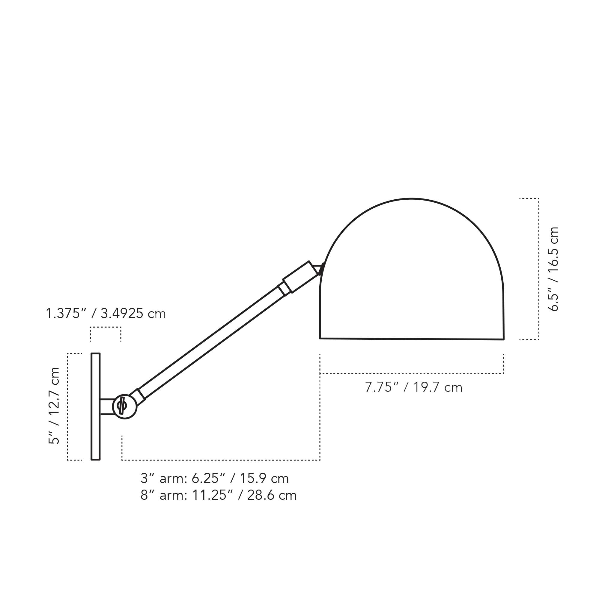 A Technical Drawing Of The Amélie Single Articulated 8"