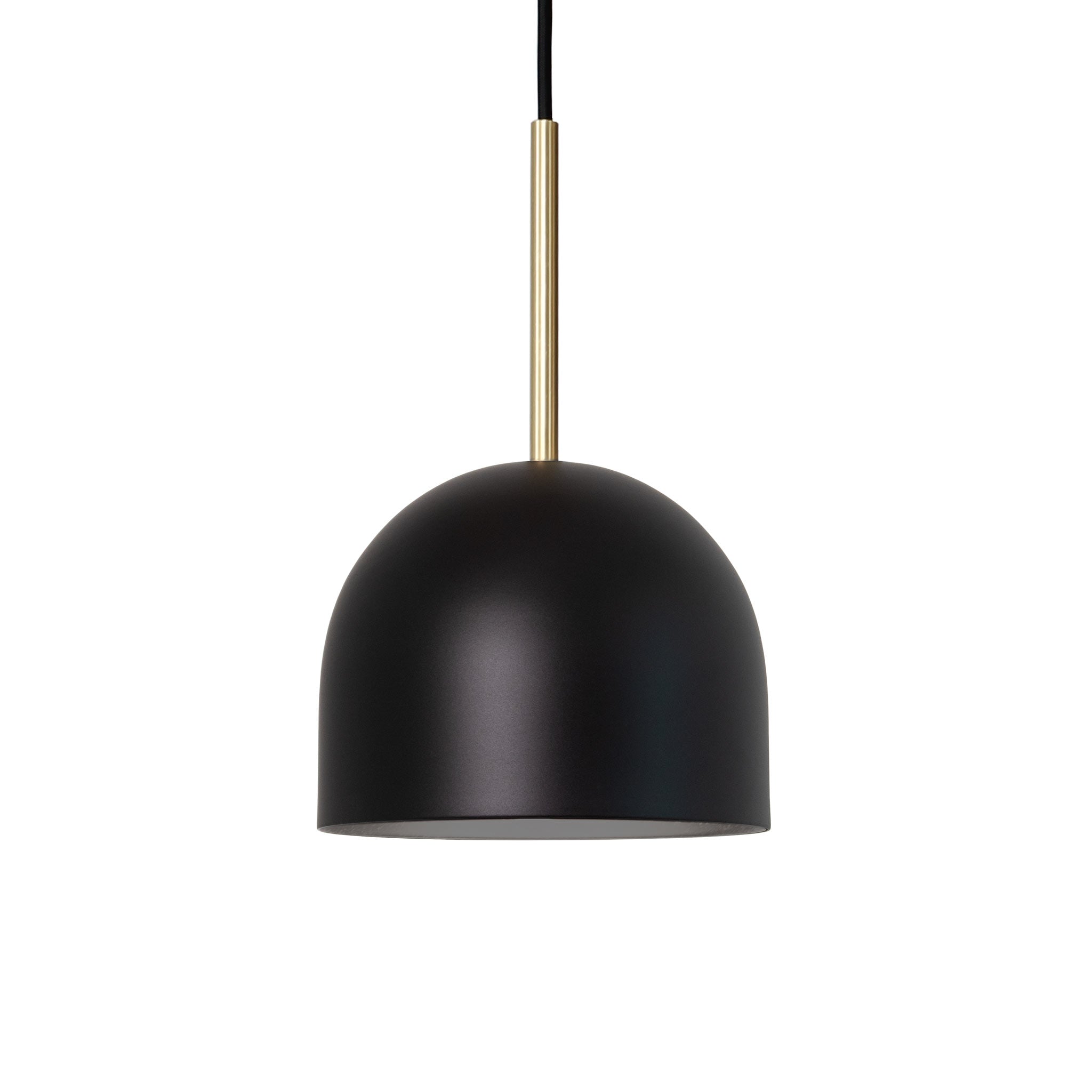 Amélie Cord 6" shown in Matte Black with Brass Rod Detail and a Black Cloth cord.