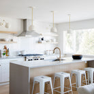 Amélie Rod 8" shown in White with Brass. Interior Design by Hazel & Brown. Photo by Janis Nicolay.