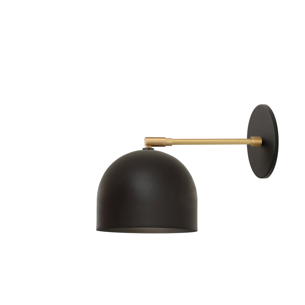 Amélie Sconce 6", with 6" arm, Shown in Matte Black with Brass.