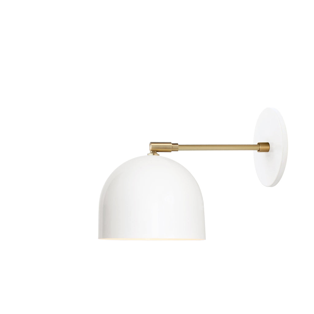 Amélie Sconce 6", with 6" arm, Shown in White with Brass.