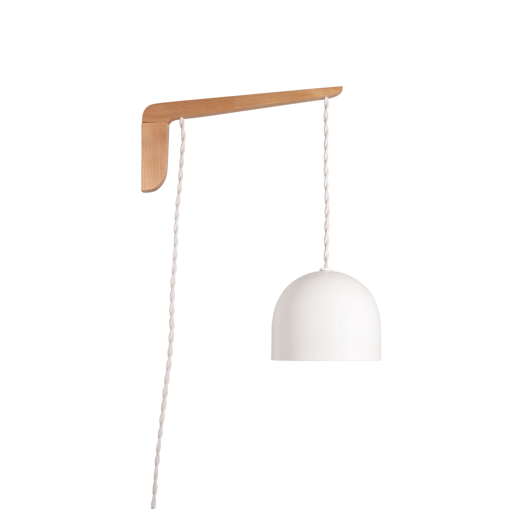 Swing Arm Amélie 6" shown in Maple with White twisted cord and White metal finish.