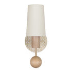 Amherst sconce shown in Maple with Natural White and Cream Quilted Ceramic