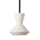 Bobbie Rod Pendant shown in Natural White Glaze Ceramic with a Matte Black Metal finish