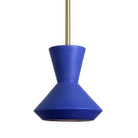  Bobbie Rod Pendant shown in a Cobalt Blue Glaze Ceramic with a Brass Metal finish