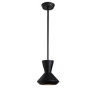 Bobbie Rod Pendant shown in Eclipse Black Glaze Ceramic with a Matte Black Metal finish and a Black Stained Wood finish canopy