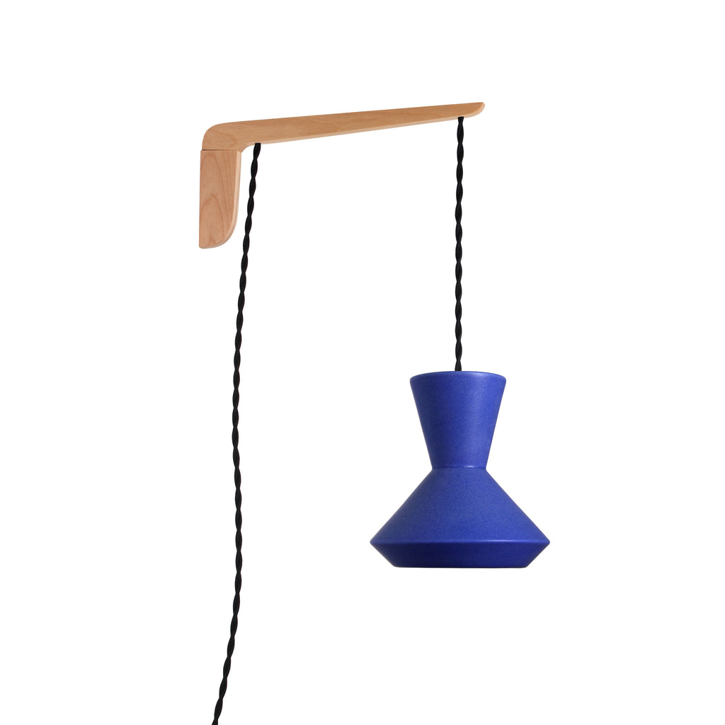 Bobbie Swing shown in Cobalt Blue Glaze with Maple wood and Black Twist cord.