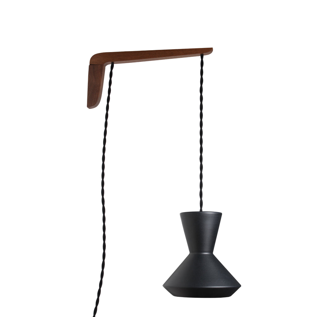 Bobbie Swing shown in Eclipse Black Glaze with Walnut wood and Black Twist cord.