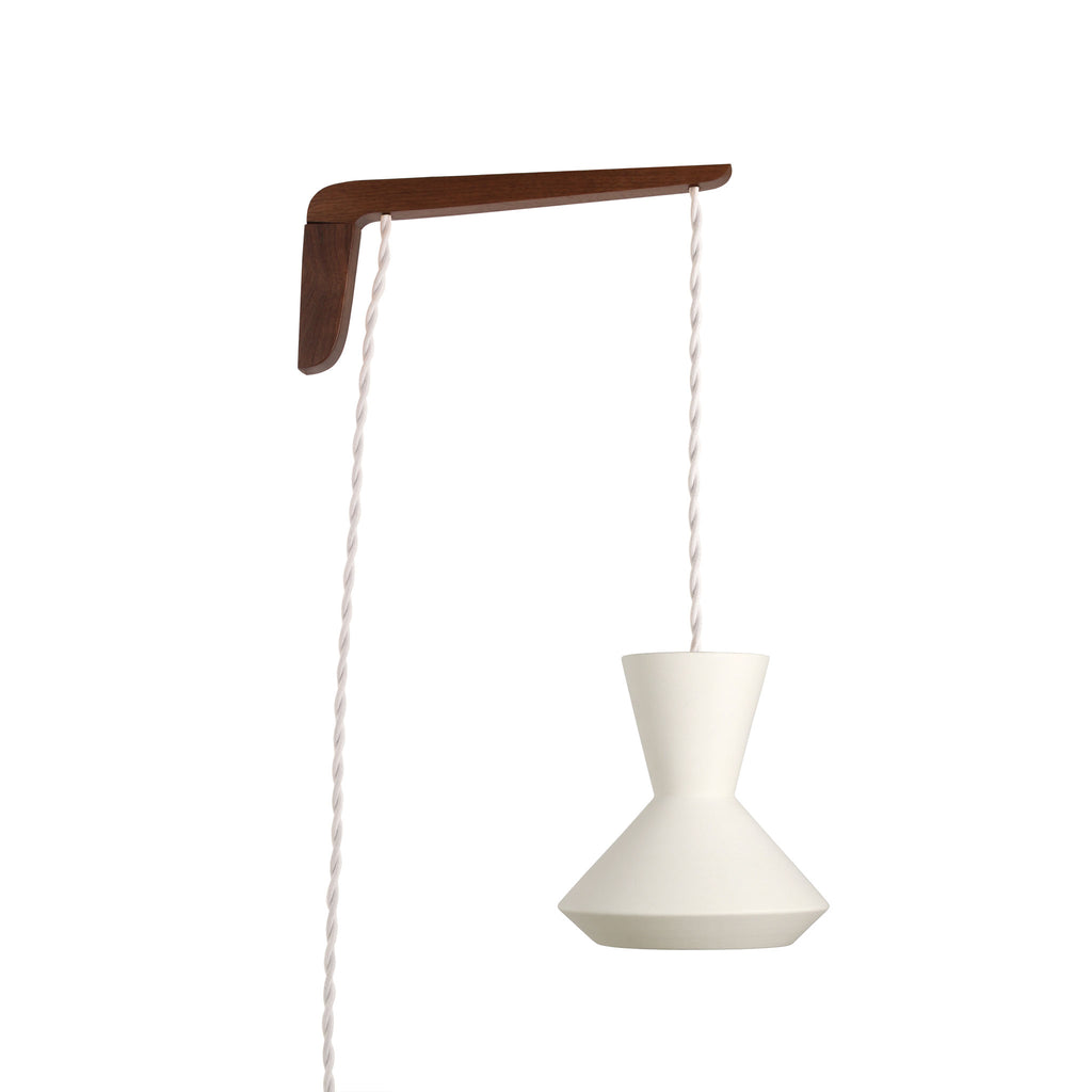 Bobbie Swing shown in Natural White Glaze with Walnut wood and White Twist cord.