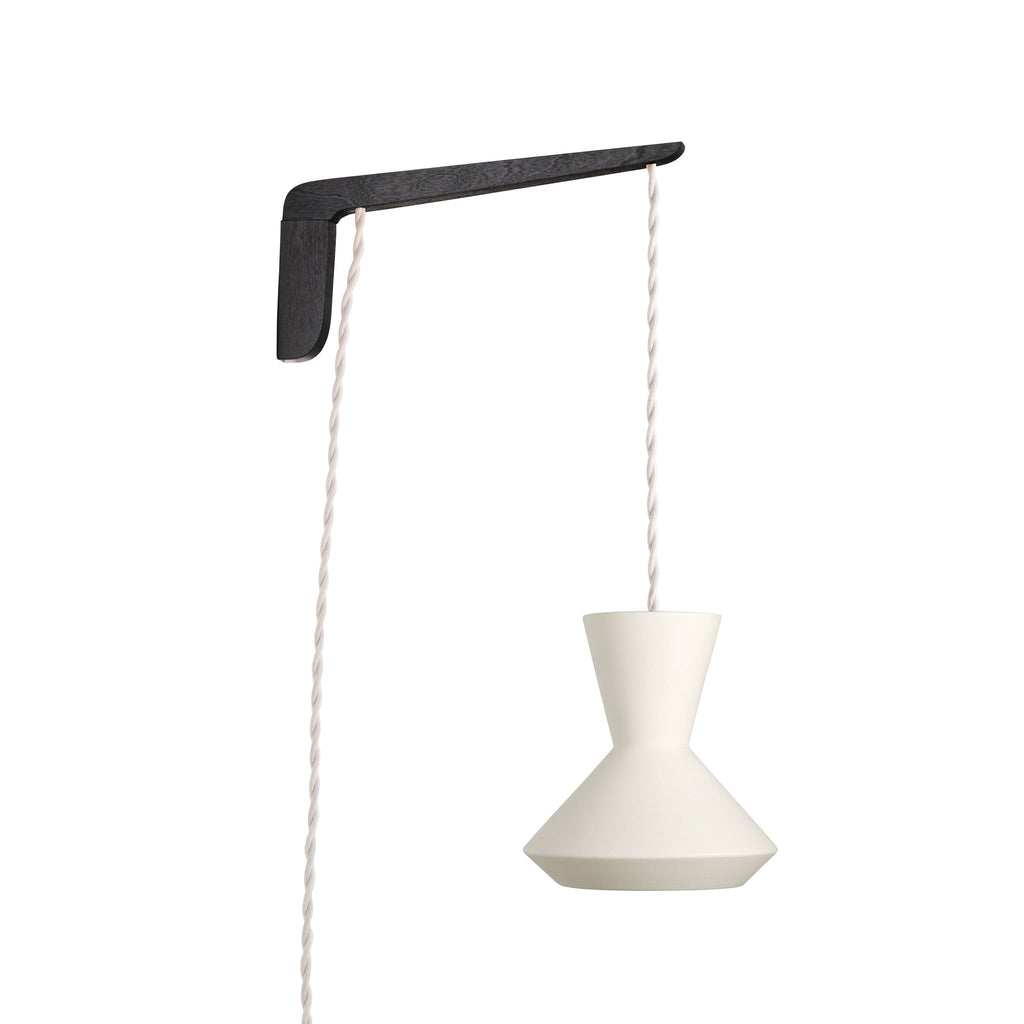 Bobbie Swing shown in Natural White Glaze with Black Stained wood finish and White Twist cord.
