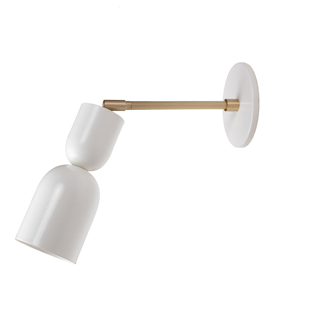 Chance Sconce shown in White with Brass with a 6" arm length.