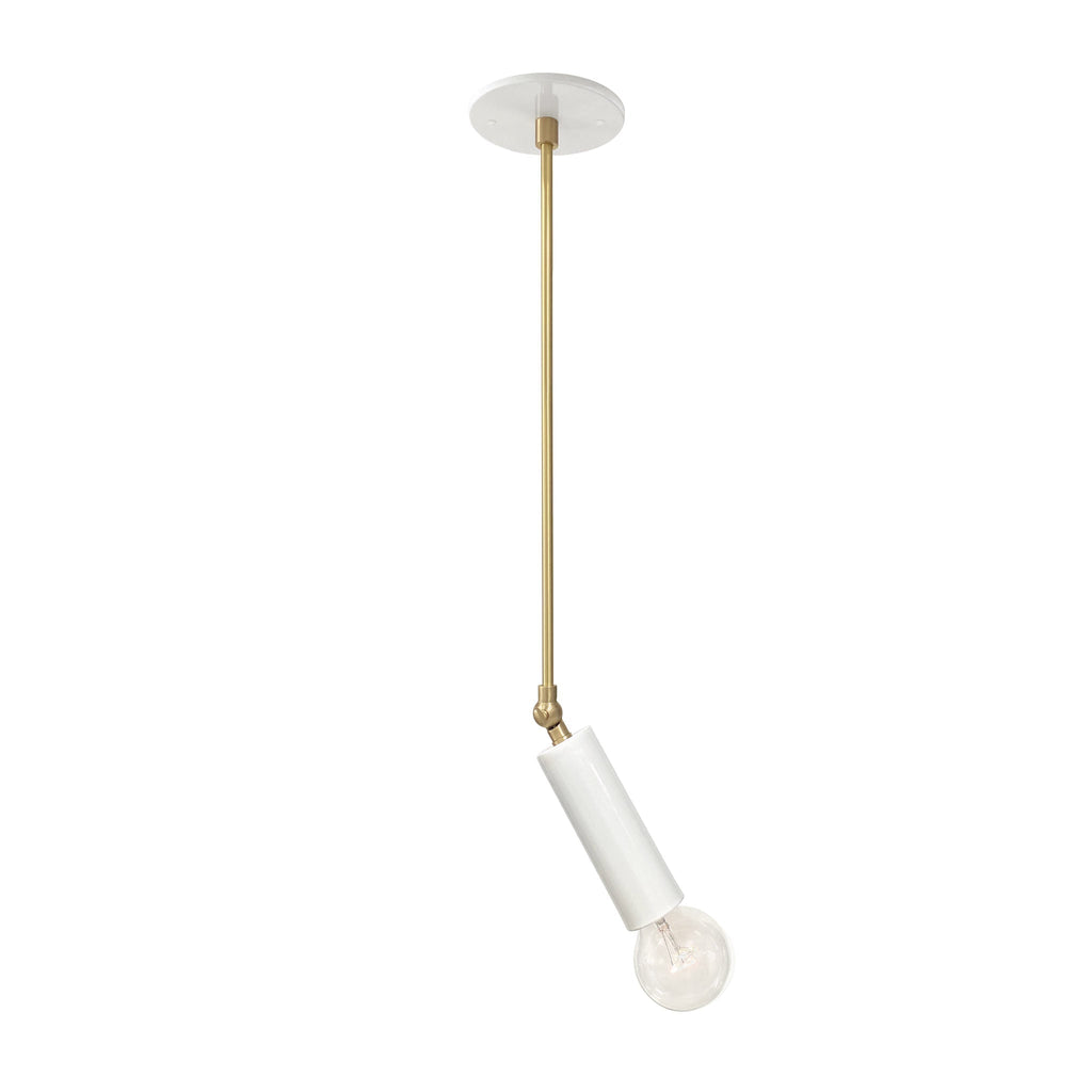 Fjord Spot Pendant for Vaulted Ceiling shown in White with Brass.