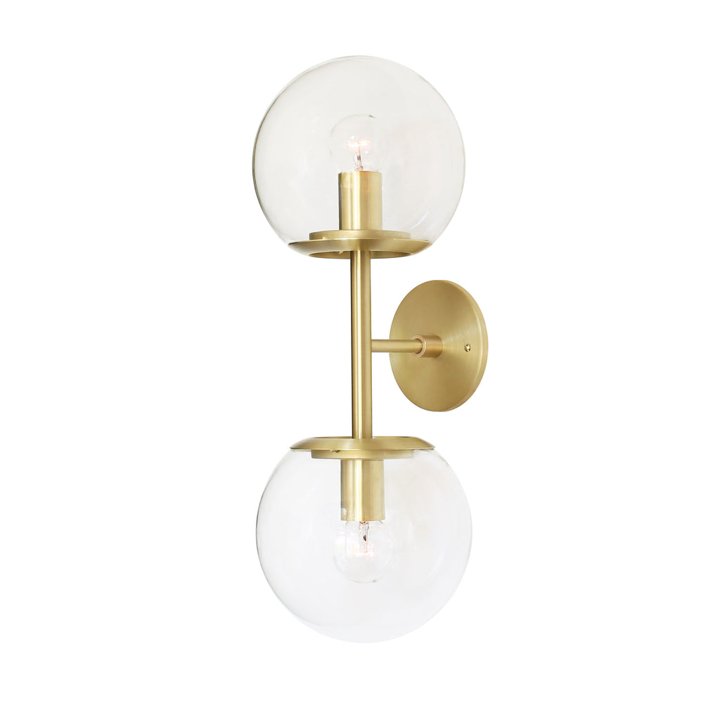 Juno 8" shown in Brass with Clear 8" globes.
