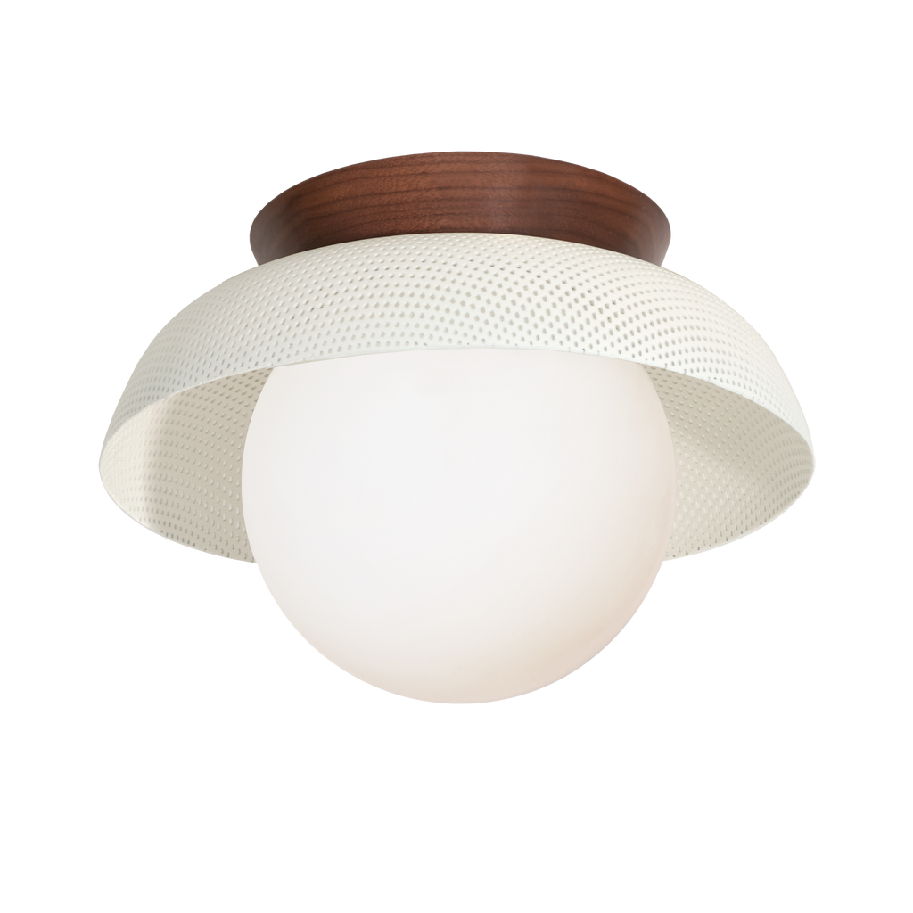 Lexi Small 5" shown in White with a Walnut (wood) Canopy.