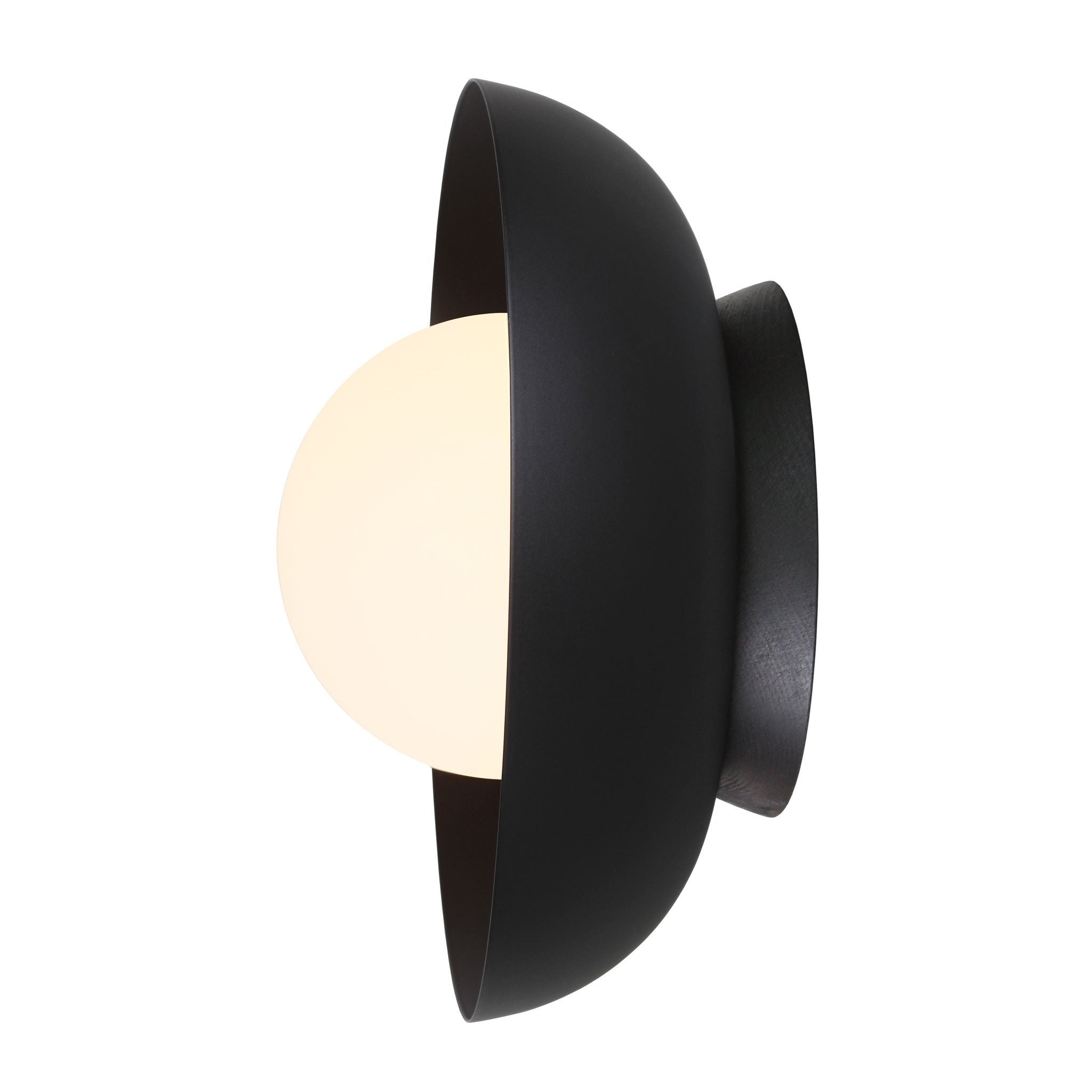 Lexi Large 6” shown with a Solid shade in Matte Black and Black Stained wood finish canopy