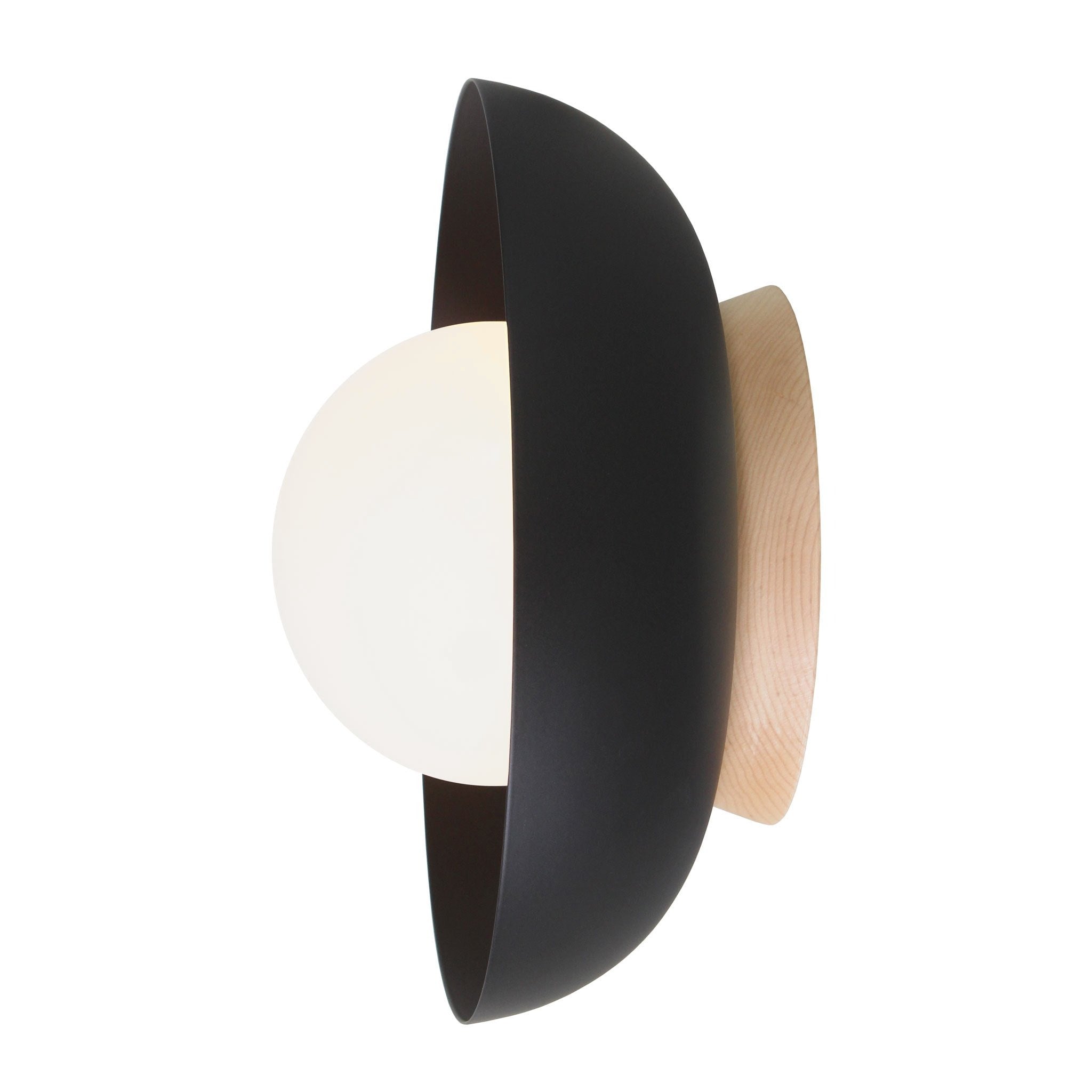 Lexi Large 6” shown with a Solid shade in Matte Black and Maple canopy