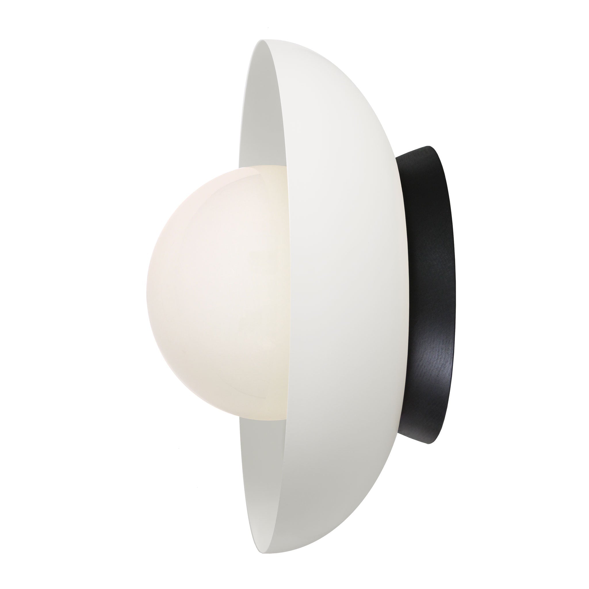 Lexi Large 6” shown with a Solid shade in White and Black Stained wood finish canopy