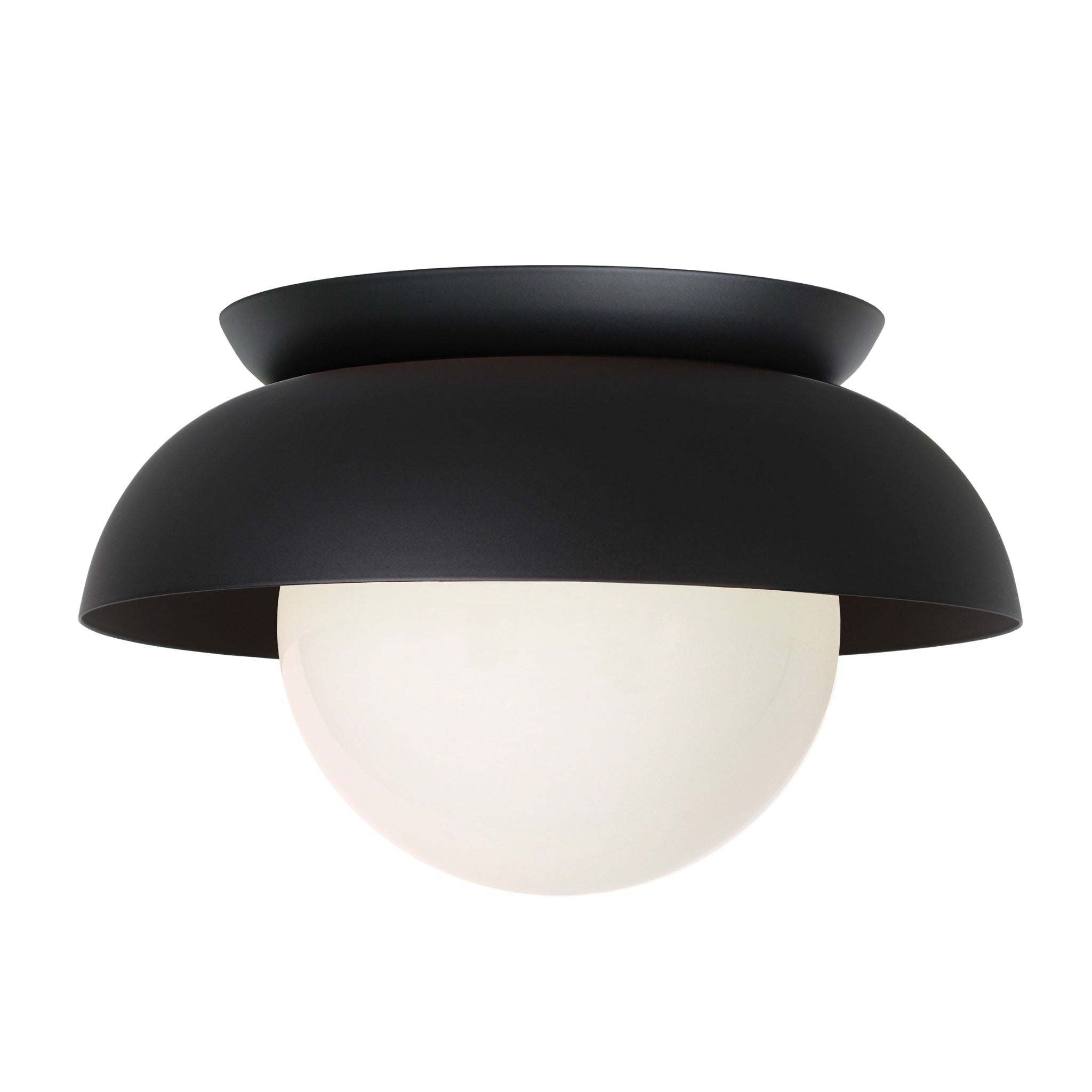 Lexi Large 8” shown with a Solid shade in Matte Black and Matte Black Metal finish canopy