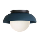 Lexi Large 8” shown with a Solid shade in Ocean Blue and Black Stained wood canopy