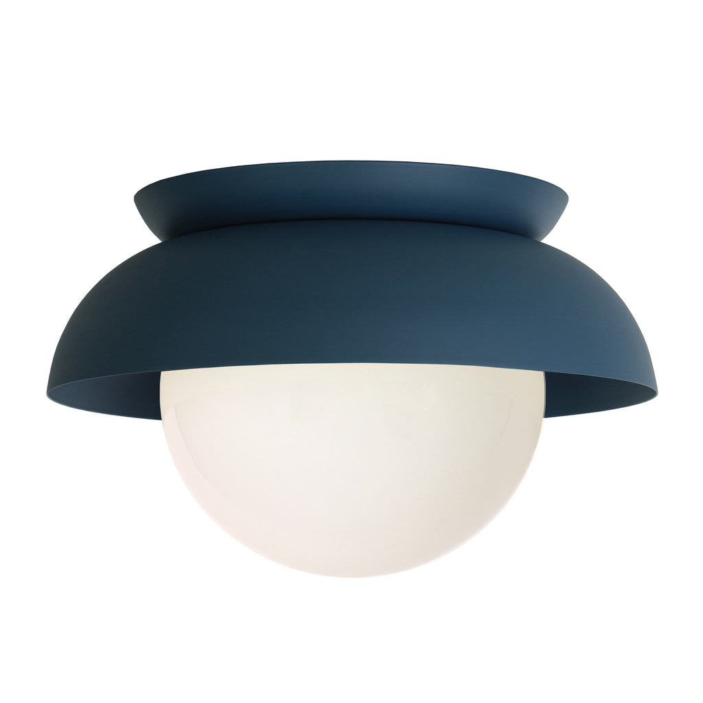Lexi Large 8” shown with a Solid shade in Ocean Blue and Ocean Blue Metal finish canopy.
