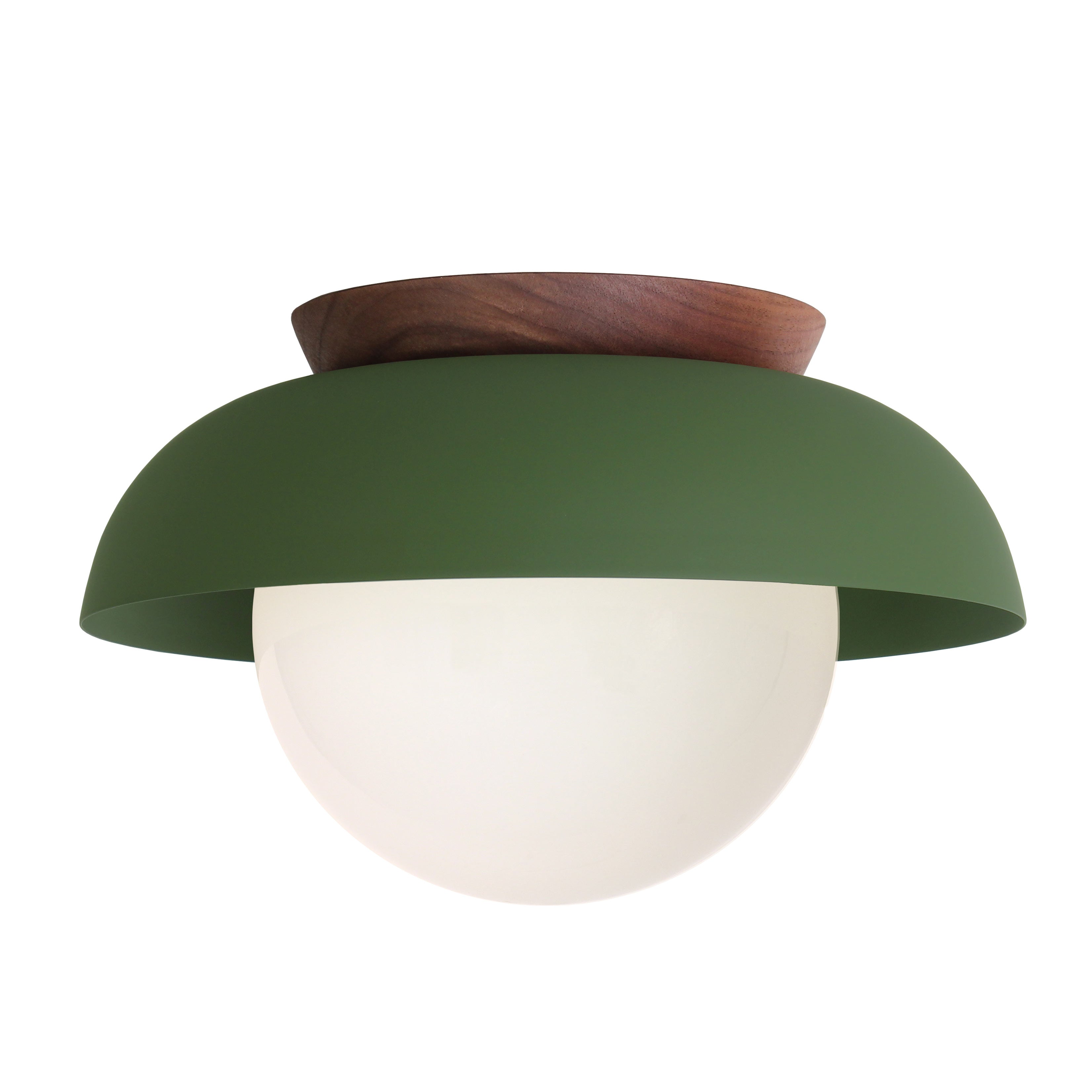 Lexi Large 8” shown with a Solid shade in Secret Garden Green and Walnut canopy