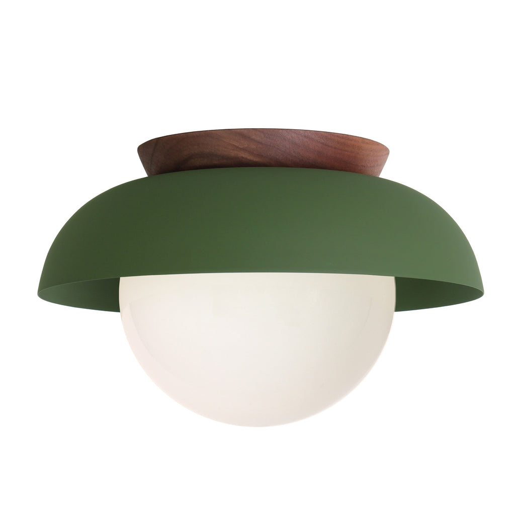 Lexi Large 8” shown with a Solid shade in Secret Garden Green and Walnut canopy.