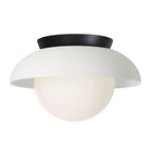 Lexi Large 8” shown with a Solid shade in White and Black Stained wood canopy