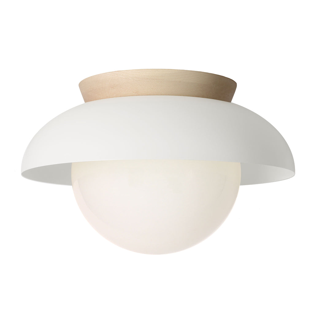 Lexi Large 8” shown with a Solid shade in White and Maple canopy.