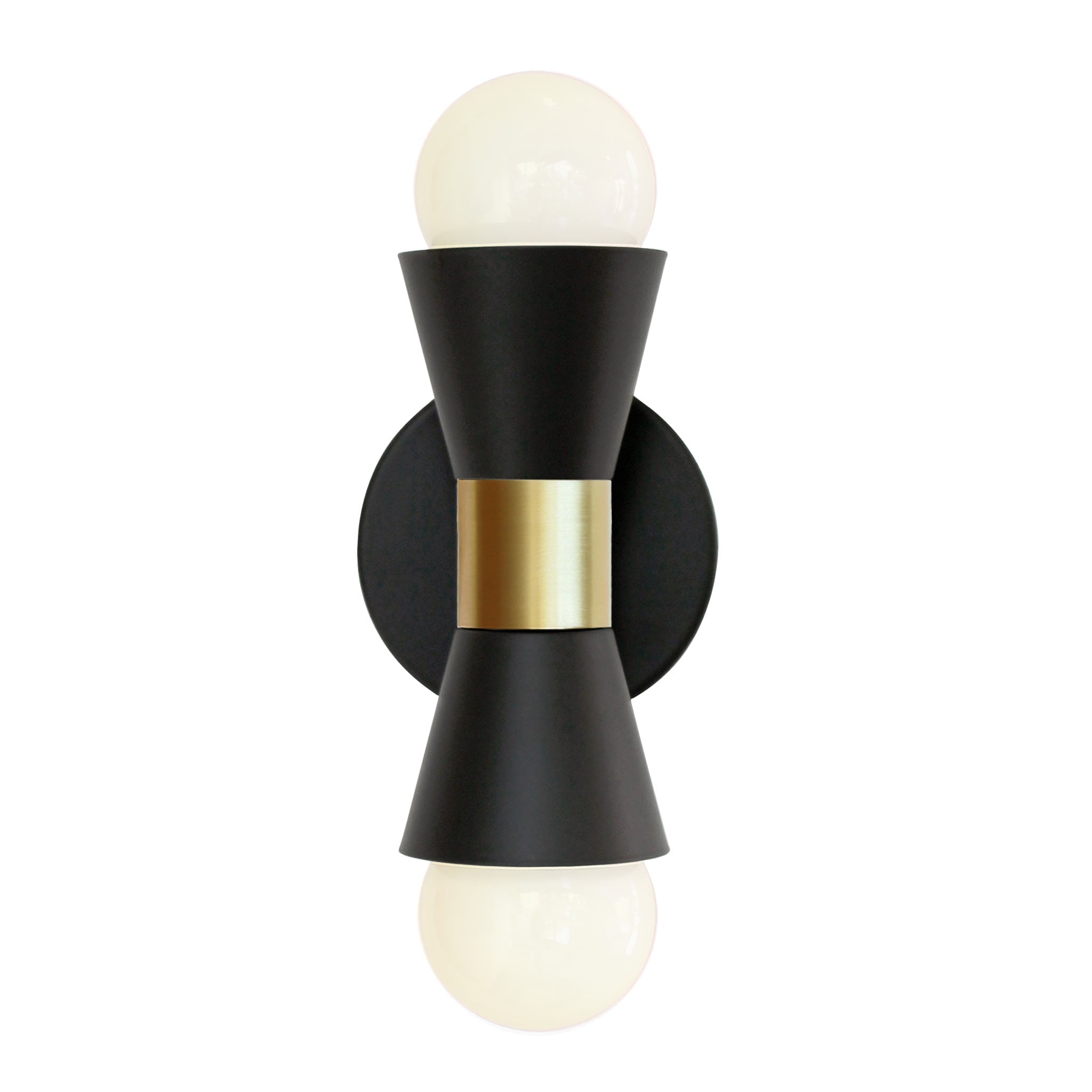 Cedar and Moss. Mira Sconce. Matte Black + Brass finish.