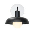 Sally Sconce shown with Matte Black perforated shade, Matte Black accent finish, and Brownstone White Swift ceramic canopy