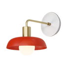 Sally Sconce shown with Persimmon perforated shade, Brass accent finish, and Brownstone White Swift ceramic canopy