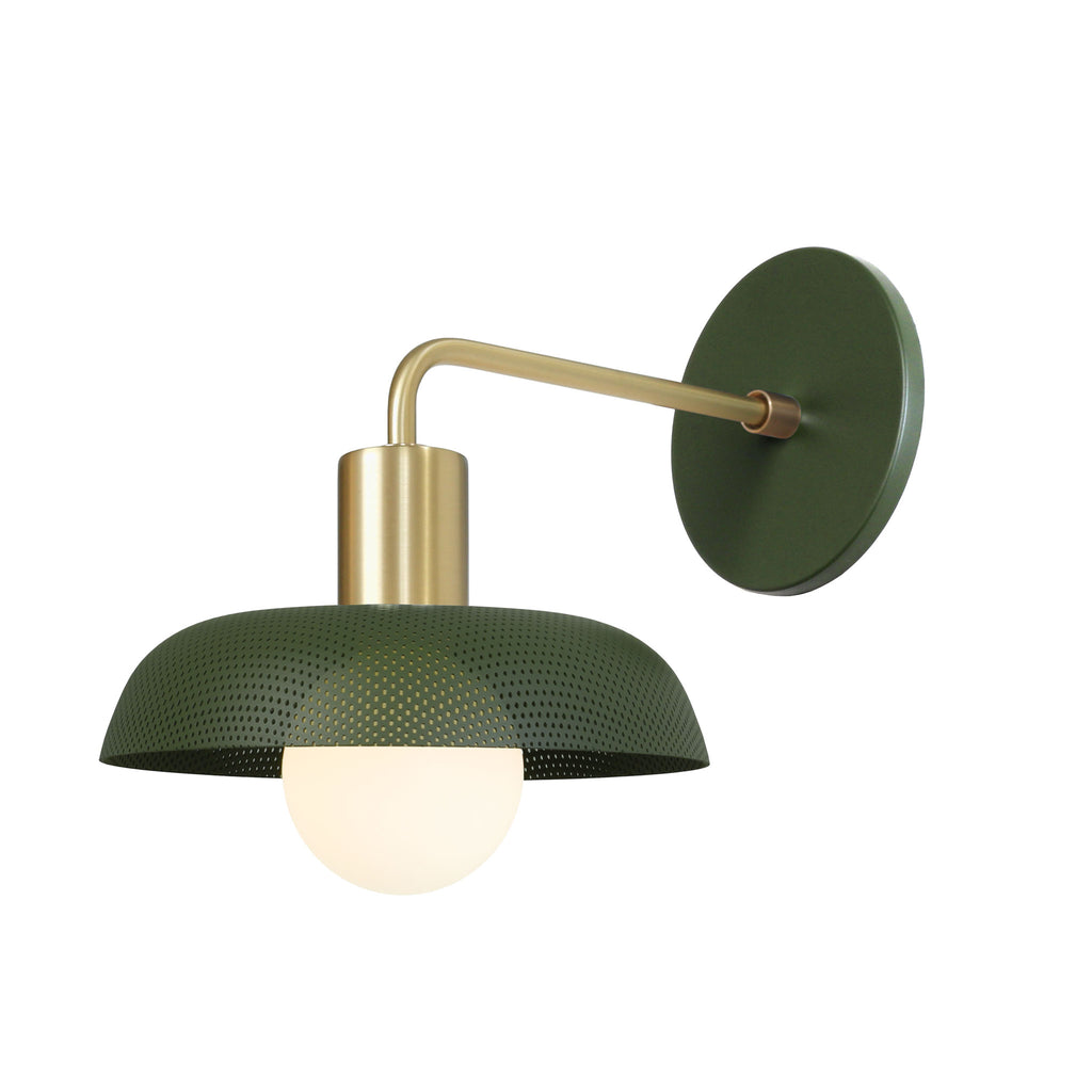 Sally Sconce shown with a Perforated shade in Secret Garden Green and Brass accent finish.