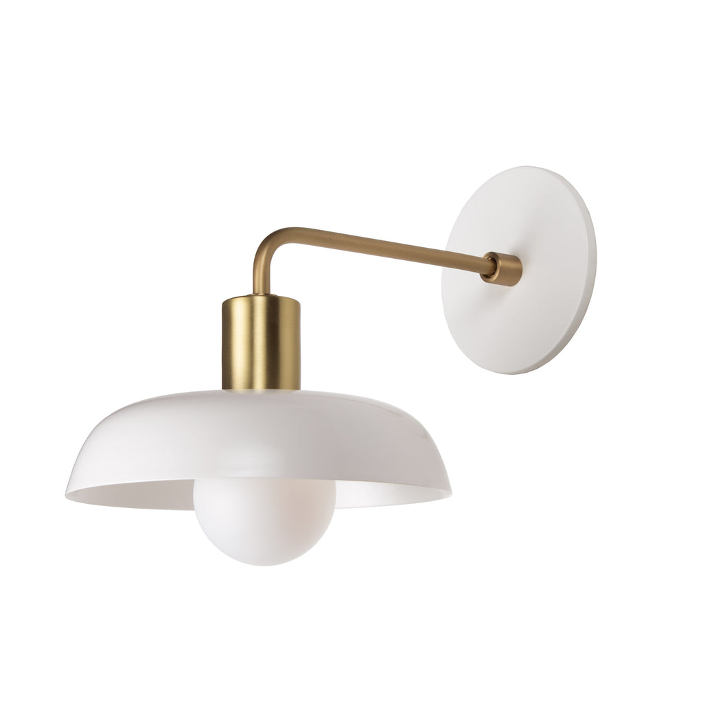 Sally Sconce shown with a Solid shade in White and Brass accent finish.