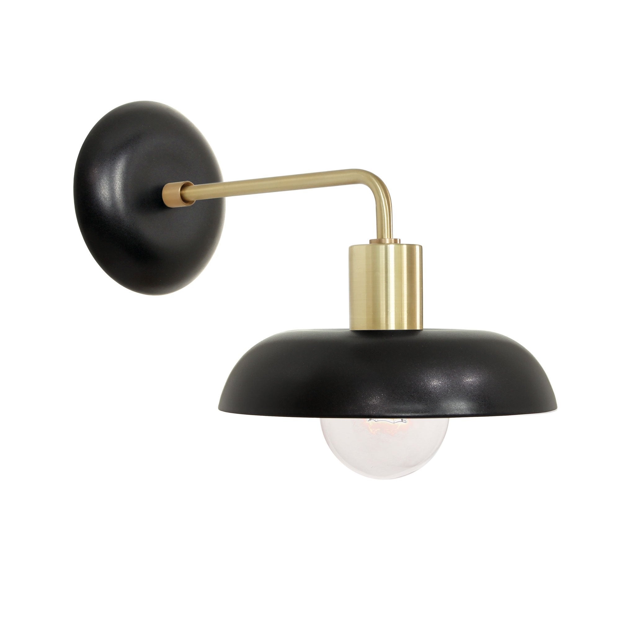 Terra Sconce shown in Eclipse Black Glaze ceramic finish with Brass metal