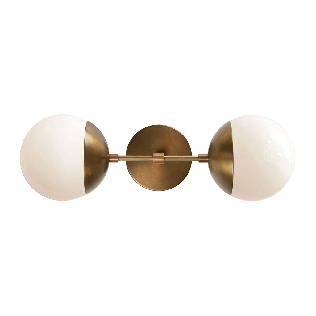 Theo 6" shown in Heirloom Brass with Opal 6" globes.