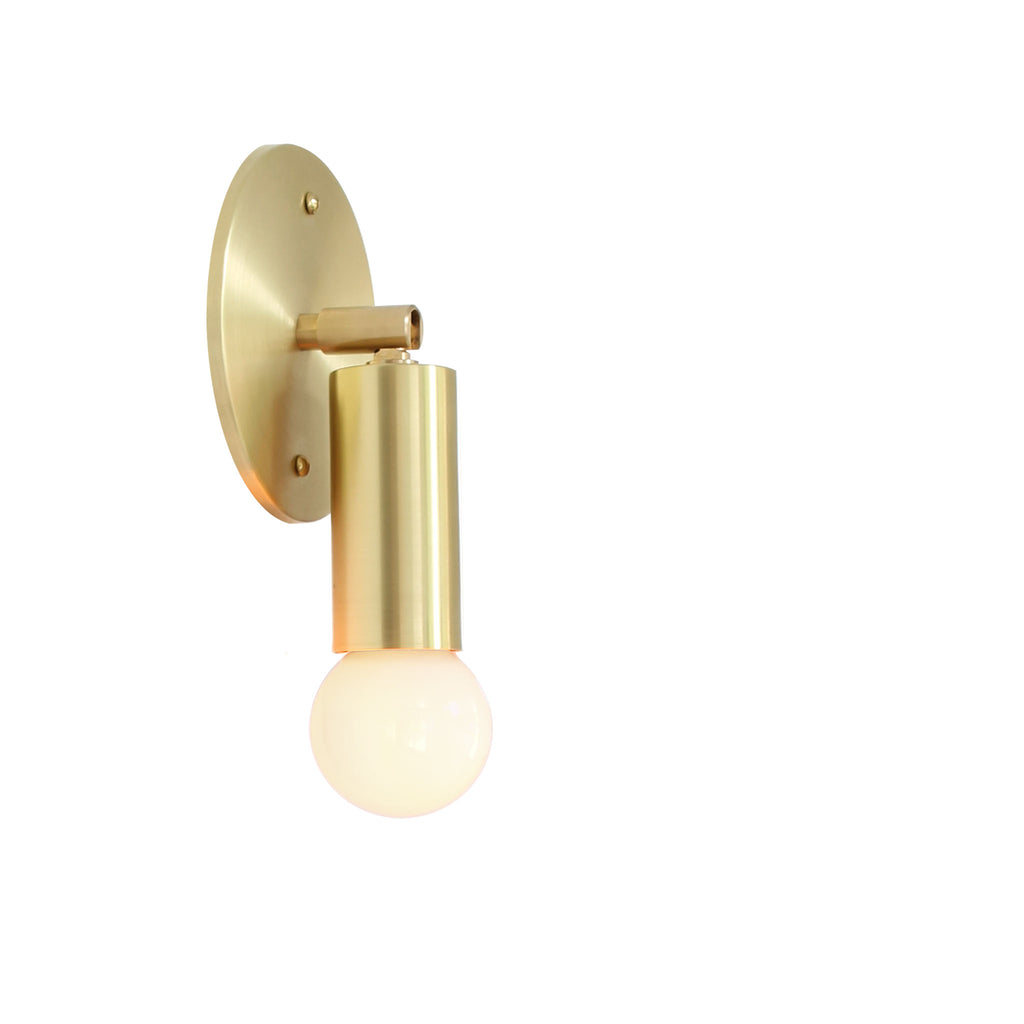 Tilt Sconce with no arm shown in Brass.