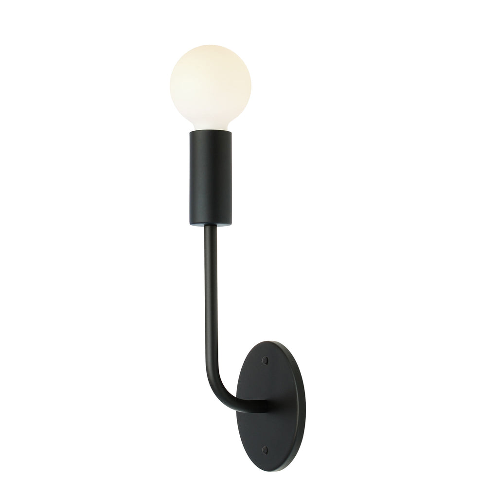 Timberline Sconce shown in Matte Black with Tala Sphere II LED Light Bulb.