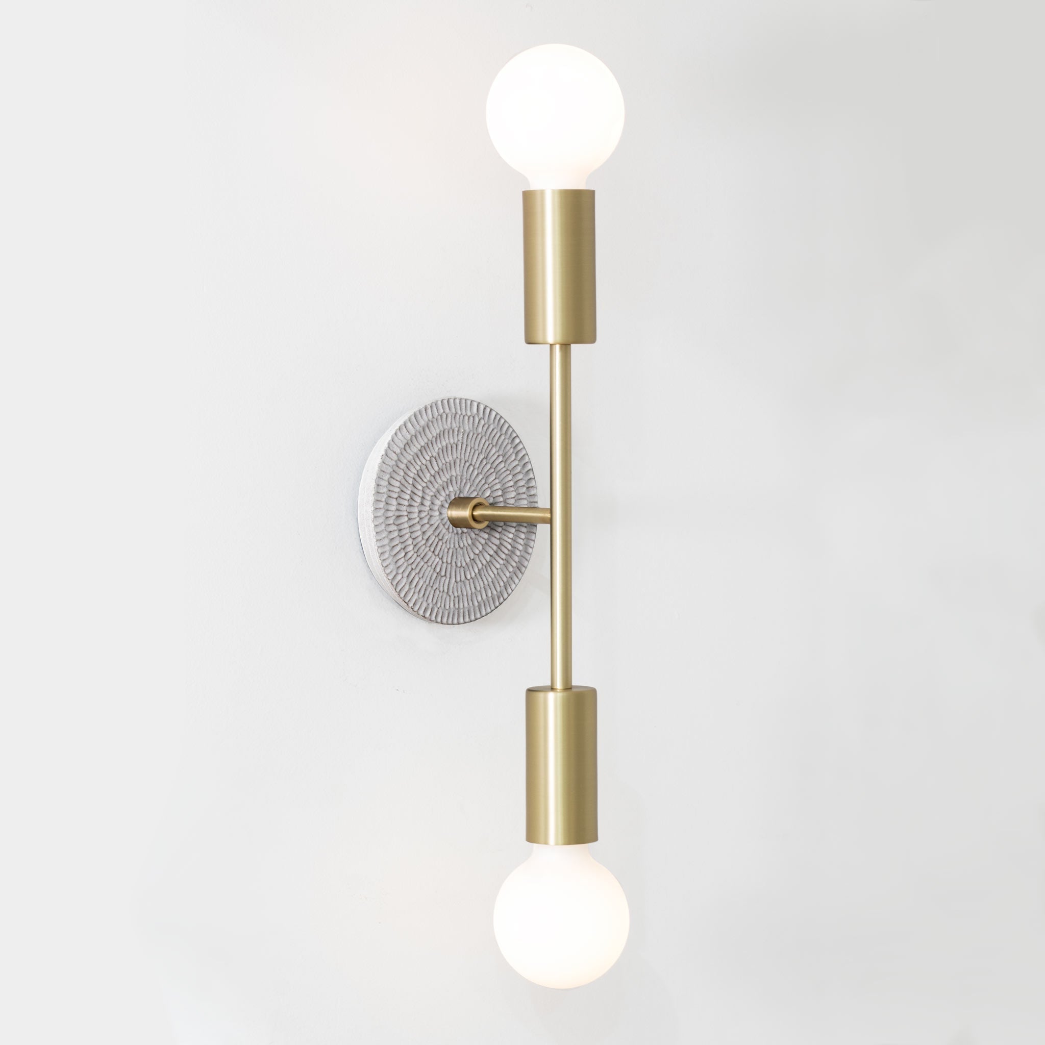 Venus with Ceramic Canopy shown in White with Brass with Sunflower ceramic canopy pattern in Brownstone White