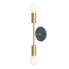 Venus with Ceramic Canopy shown in Brass with Sunflower ceramic canopy pattern in Indigo Blue