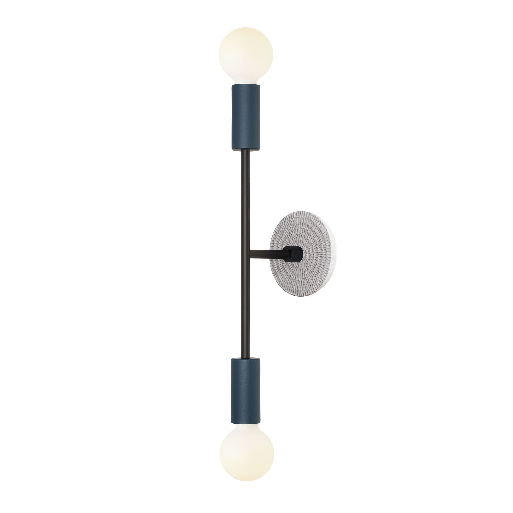 Venus Long with Ceramic Canopy shown in Secret Garden Ocean Blue with Matte Black with Sunflower canopy pattern in Brownstone White