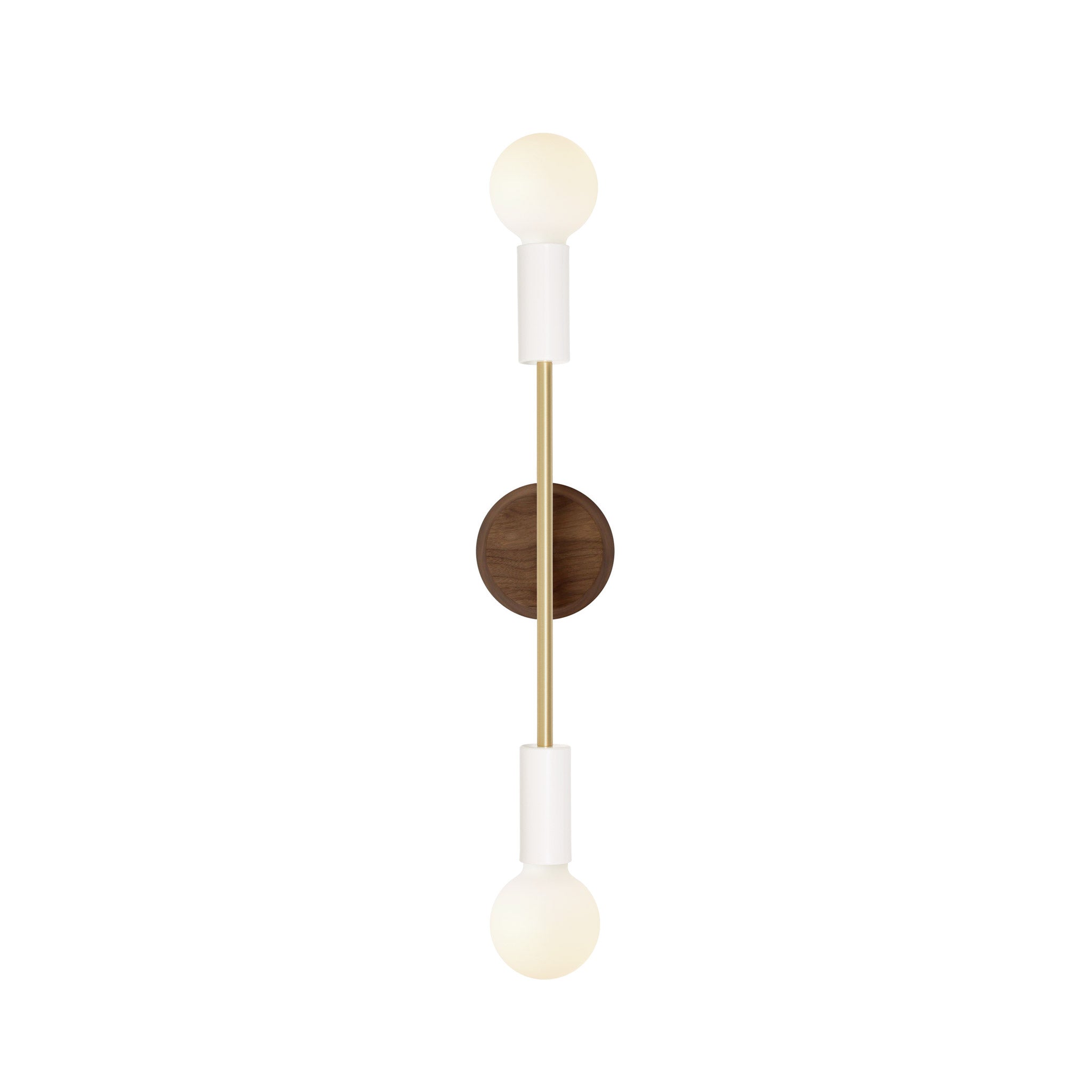Venus Long with Wood Canopy shown in White with Brass with Walnut