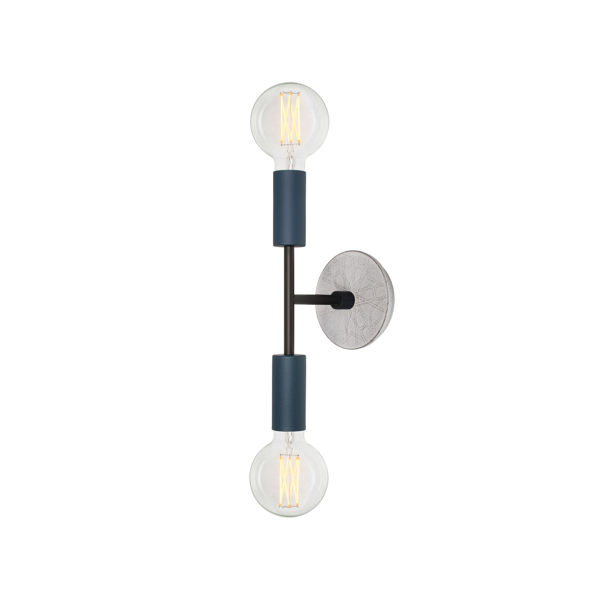 Venus Mini with Ceramic Canopy shown in Ocean Blue with Matte Black accents and a Brownstone White Star Ceramic Canopy pattern