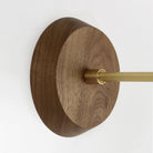 Wood canopy shown in Walnut with Brass arm